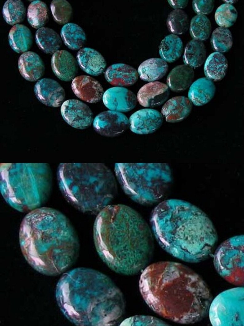 Natural Chrysocolla 16x12mm Oval Bead Strand 110423