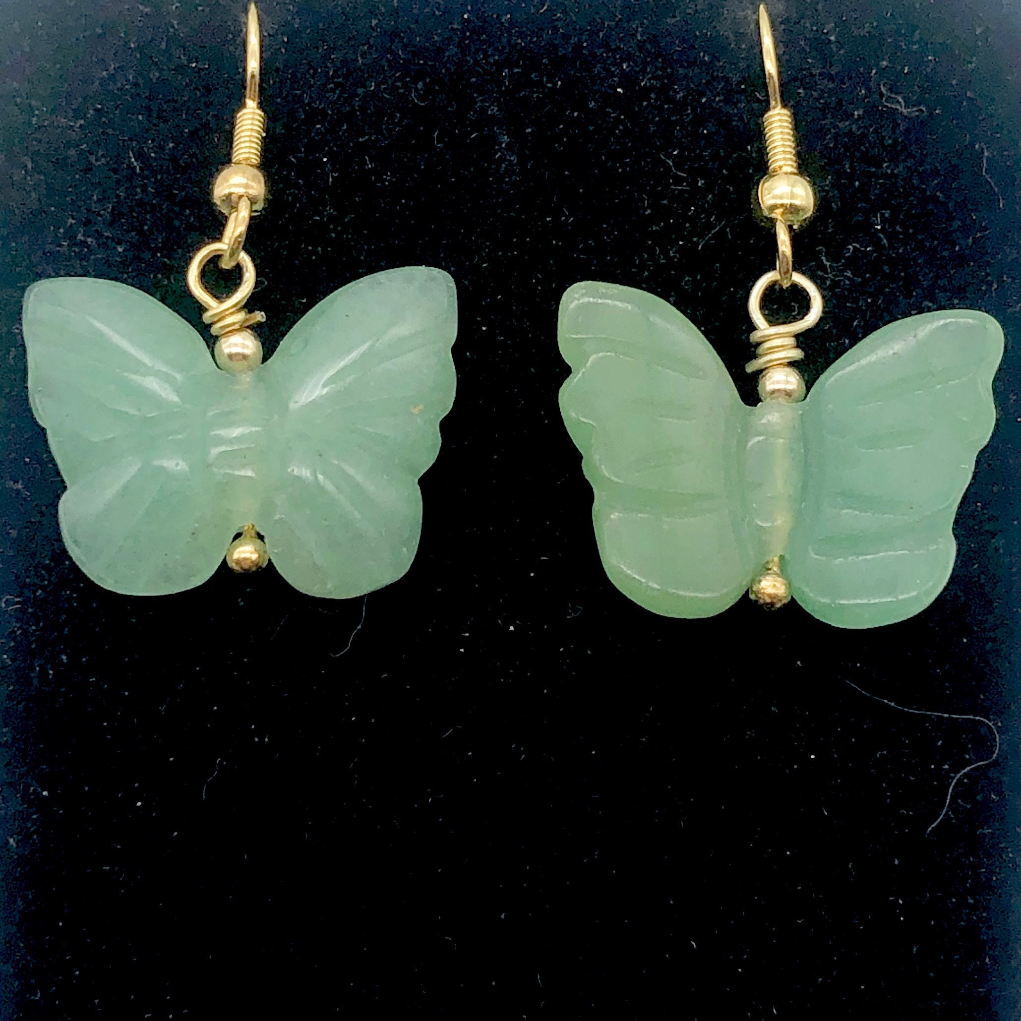 Aventurine Butterfly 14Kgf Gold Earrings Semi Precious Stone | Etsy