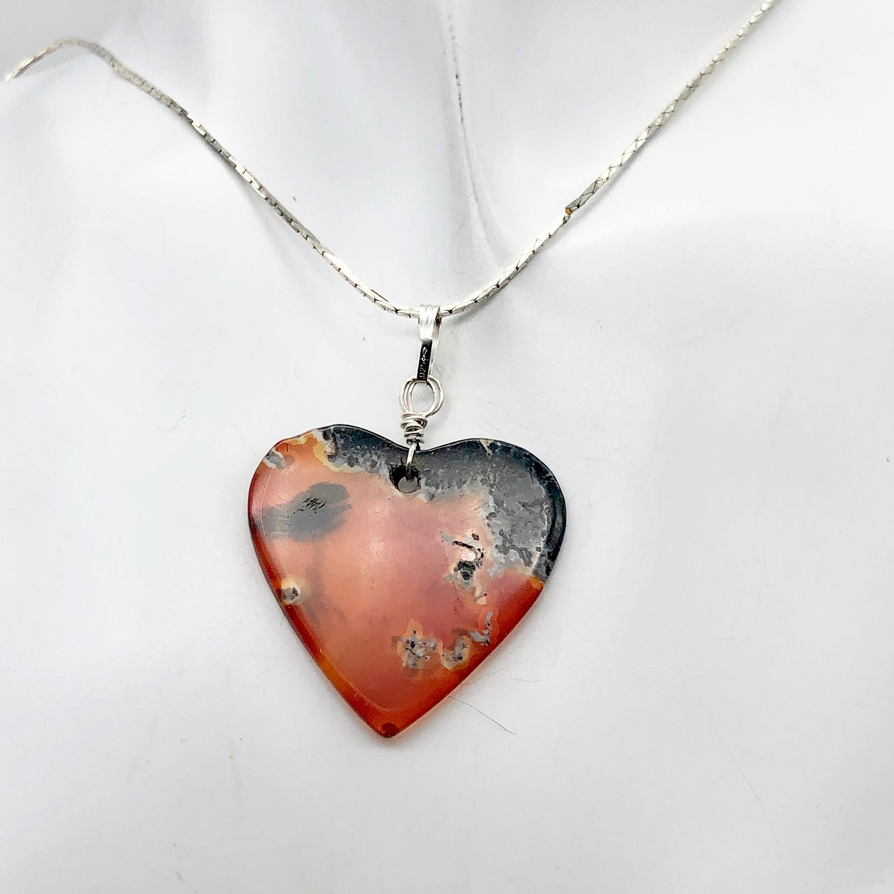 Limbcast Moss Agate Disc Pendant Bead | 33x2mm | Orange, White | 1 Bead |