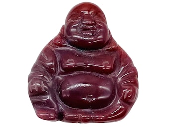 Exotische fancy jaspis handgesneden Boeddha halfedelsteenkraal | 31 x 29 x 5 mm | Rood