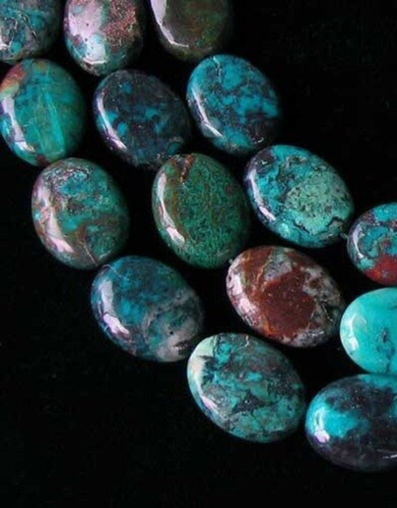 Natural Chrysocolla 16x12mm Oval Bead Strand 110423