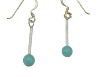 Aretes de plata esterlina con ópalo peruano azul espuma de mar / 1 1/2" de largo /