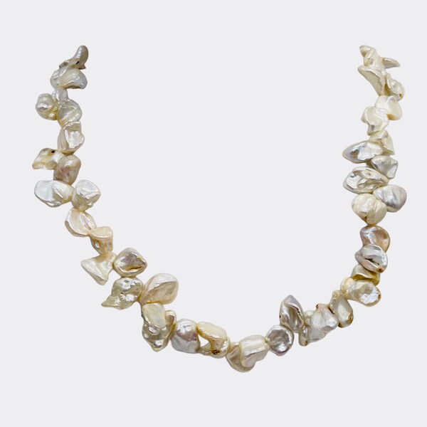 Keishi 16" Strand Cornflake | 9x7 to 8x6x3mm | Silver White | 70 fresh Water Pearl