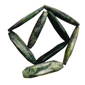 Green Isles Jade Faceted Art Cut Bead Strand | 51x14x7-44x14x7mm | 8 Beads |