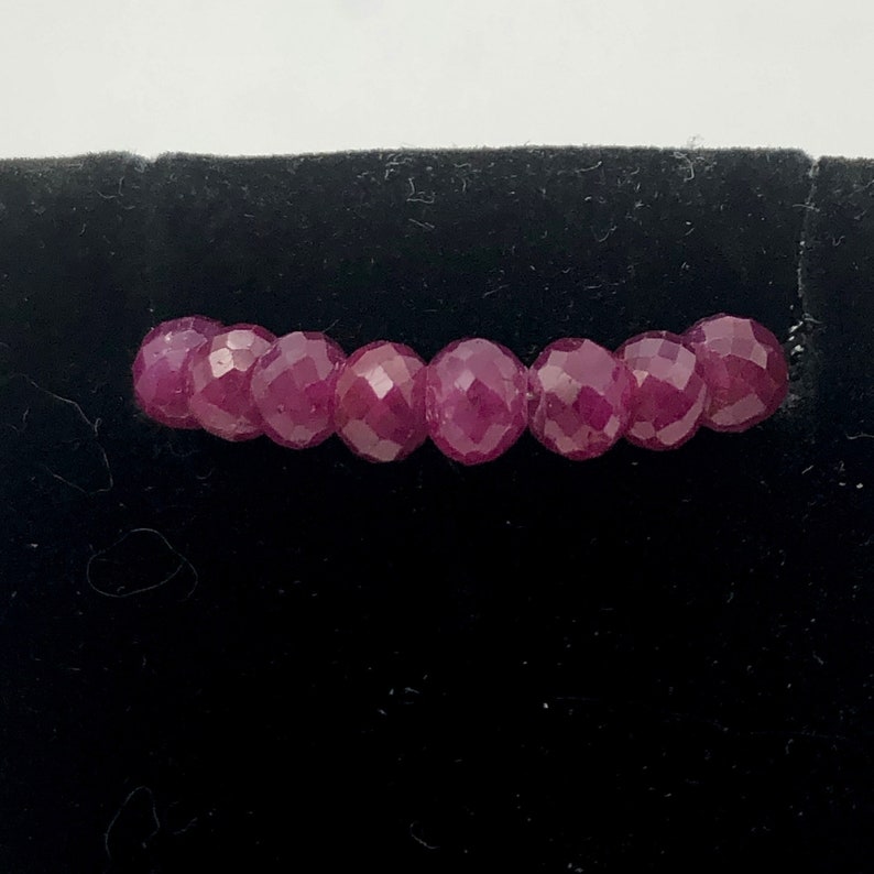 6+cts Red 8 Natural Ruby 4.5to4.9x3.5to3mm Faceted Roundel Beads