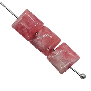 2 Natural Rhodochrosite 8mm Square Coin Beads |2 Beads |
