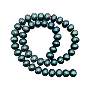 Midnight Emeralds Green FreshWater Pearl Strand | 44 Pearls | 9x9.5to 10x9.50mm|