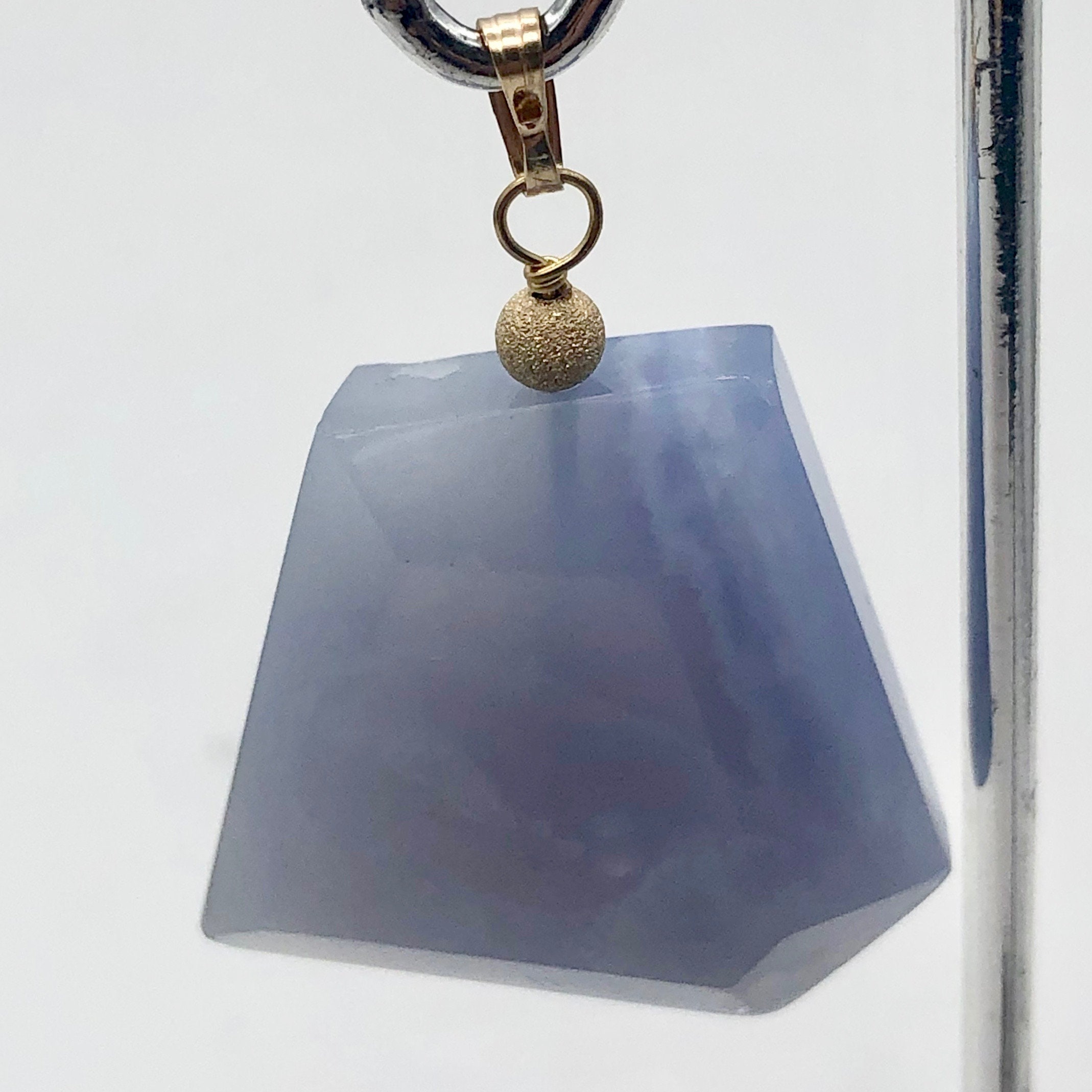 Blue Chalcedony 14K Gold Filled Faceted Crystal Pendant 1 5