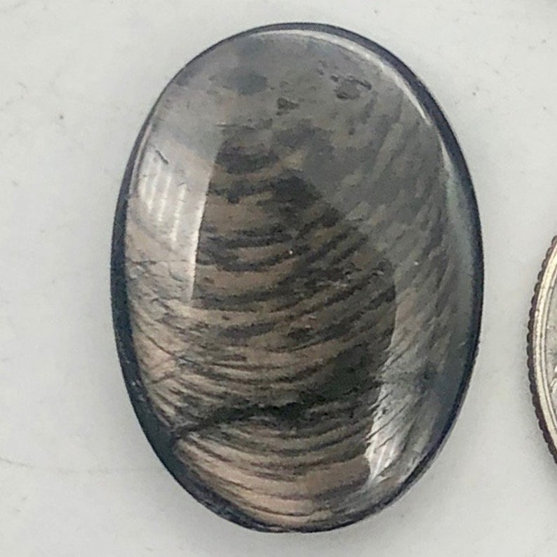 Silver-black Oval 1 34 inch long Hypersthene Sterling Silver Pendant