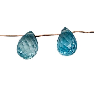 Blue Zircon Rare Natural Faceted Briolette Beads | 6x4 mm | 2 Beads |