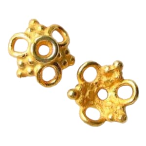 Etruscan Style 22K Vermeil 3-Loop Bead Caps | 4x9mm | 2 Beads |