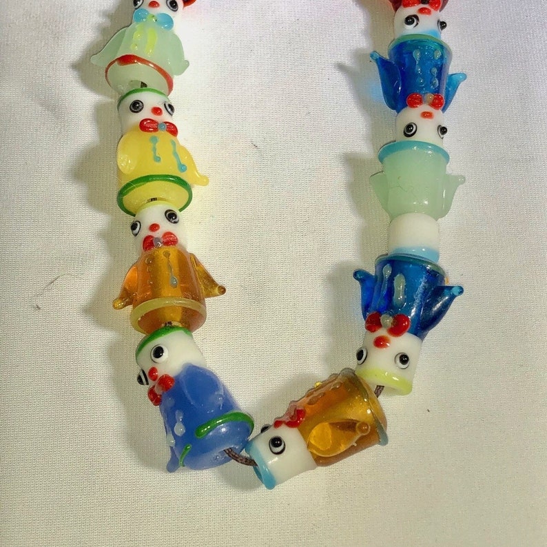5 Hand Made Glass Lampwork Robot People 23x25x12mm Beads 7593