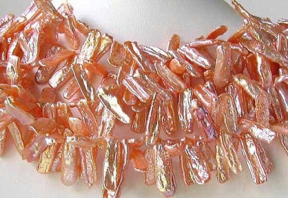 7 Natural Peach Head Drilled Stick FW Pearl Beads 7244 7 Natural Peach Head Drilled Stick FW Pearl Beads 7244