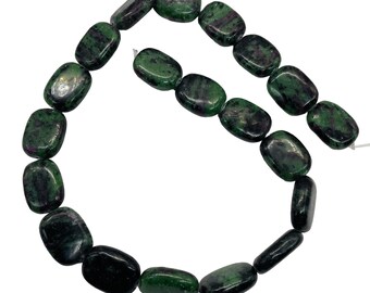 Hilo de cuentas rectangulares de zoisita rubí mágica / 19 x 15 mm / 20 cuentas /