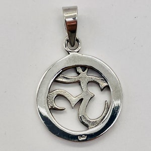 Om Symbol Sterling Silver Pendant Charm 1 1/8 Long Silver 1 Pendant image 10