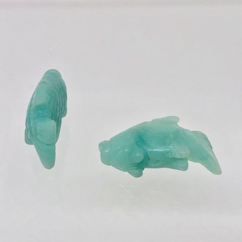 Hand-Carved Amazonite Fish Koi Carp Beads Blue 23x12x8mm