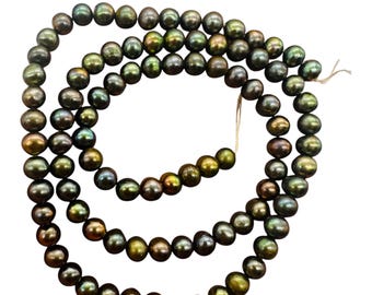 Blue Golden Peacock Freshwater Pearl Beads 5mm Round 90 Pearls Jewelry Making
