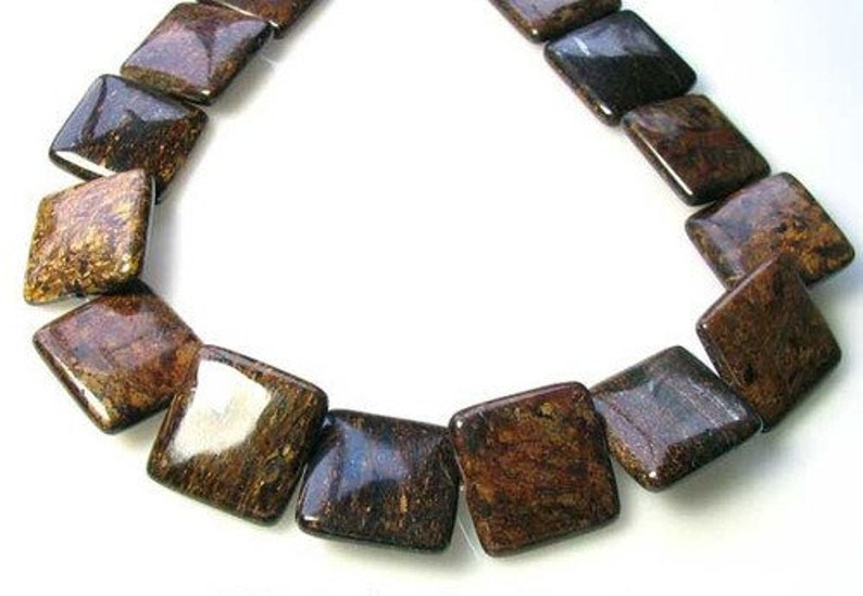 Shimmering Bronzite Square Pendant Bead Strand 108261