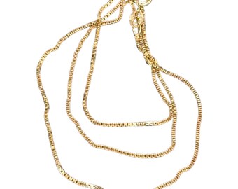 Box Necklace Vermeil over Sterling Silver Box | 16" Long | Gold | 1 Necklace |