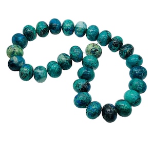 Chrysocolla Gemstone Rondelle Beads: Blue-Green Eilat Stone, 29pc