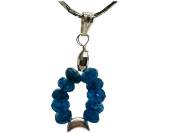 Dazzle Blue Apatite Moon Goddess 14K Gold Filled Pendant | 1" Long |