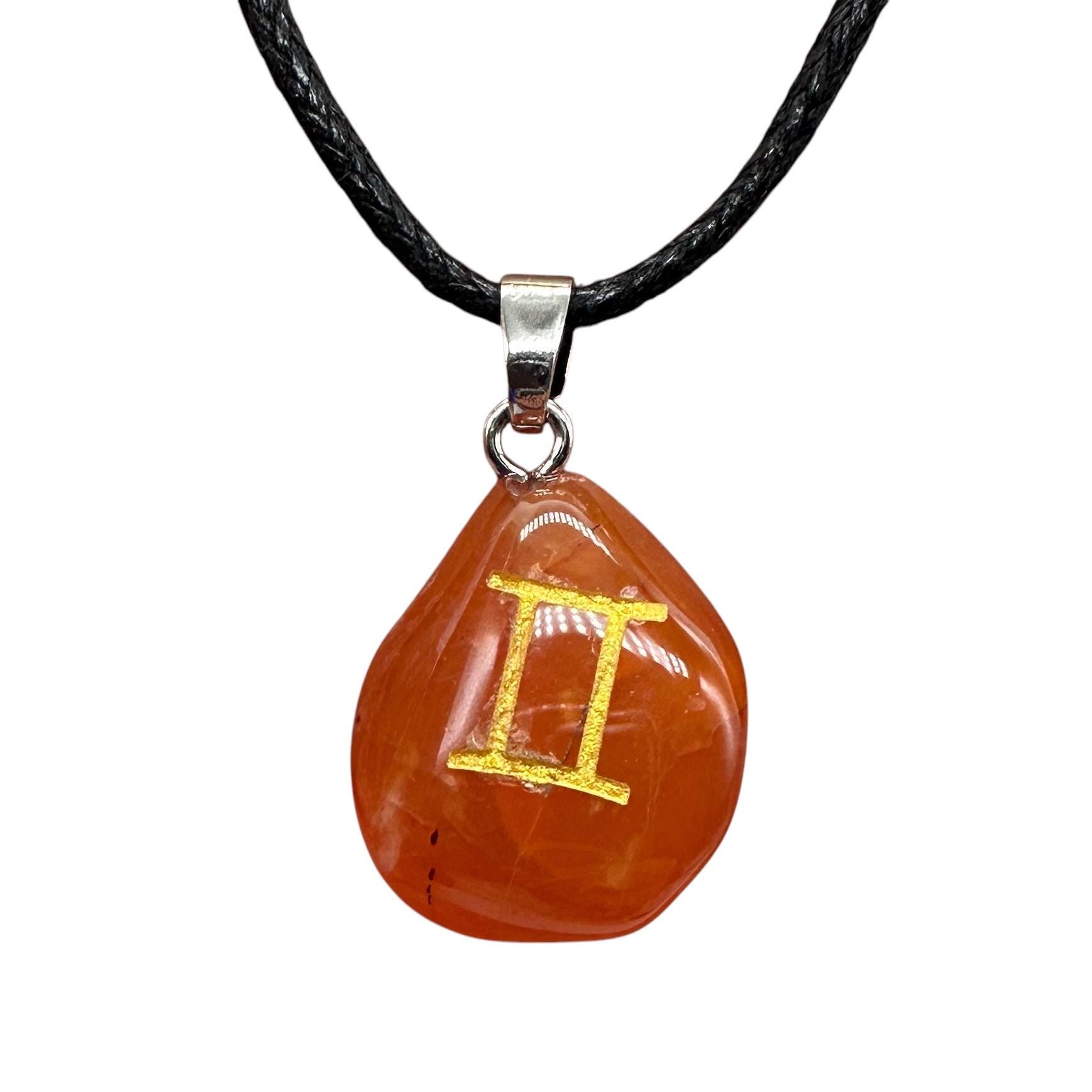 Buy Zodiac Gemini Carnelian Stone Oval Pendant | 1 1/2