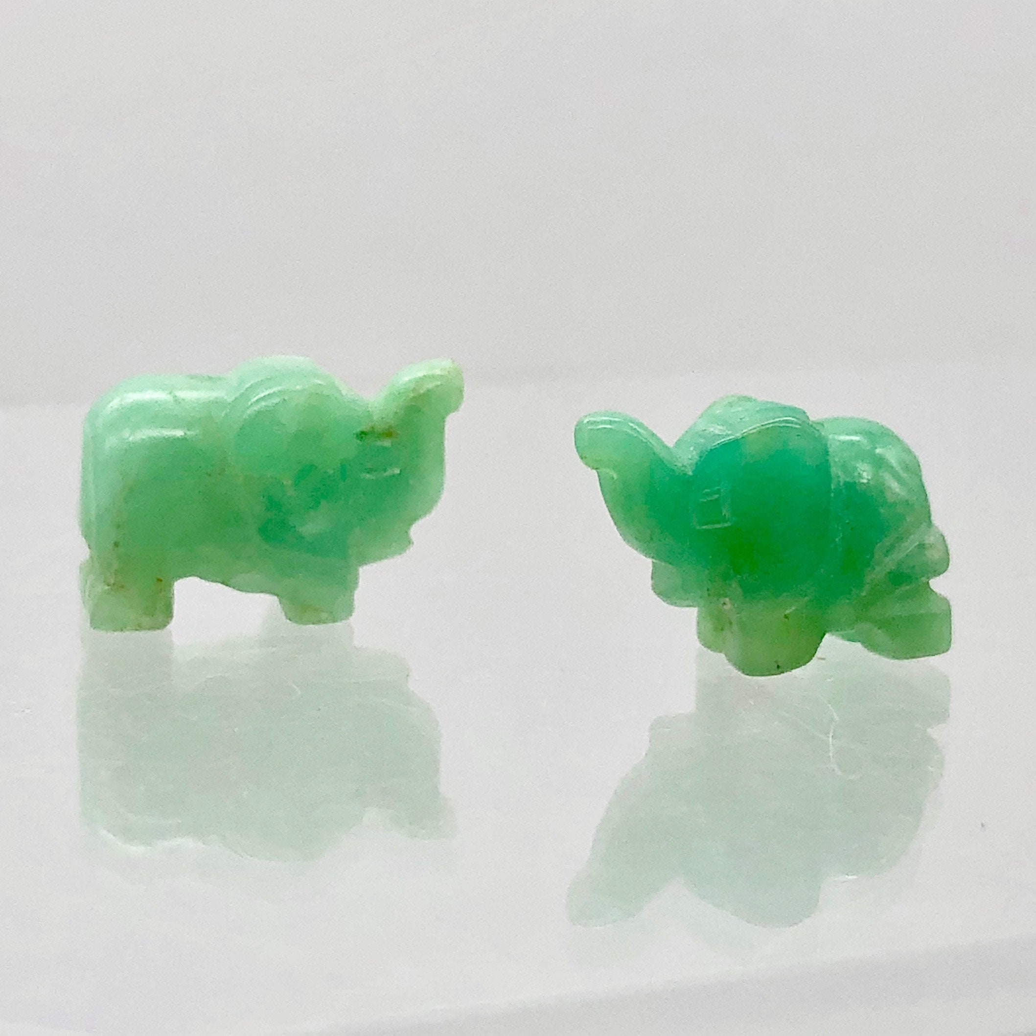 Cute 2 Chrysoprase Carved Elephant Beads 15x10x7mm | Etsy