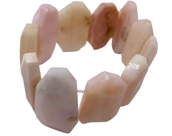 Pink Peruvian Opal Non Stretch 6" Bracelet | 275cts | 30x17x5 - 28x16x6mm |