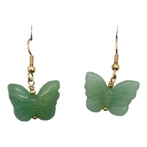 Aventurine Butterfly 14Kgf Gold Earrings | Semi Precious Stone Jewelry |