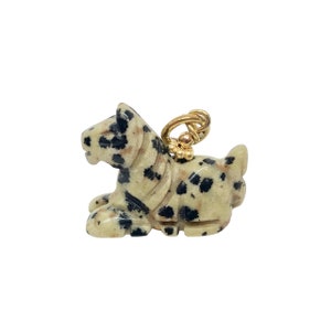 Dalmatian Stone Horse Pendant Necklace|Semi Precious Stone Jewelry|14kgf Pendant