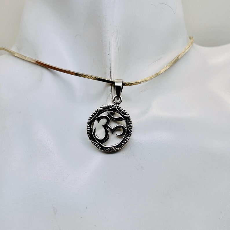 Om Symbol Sterling Silver Pendant Charm 1 1/8 Long Silver 1 Pendant image 4