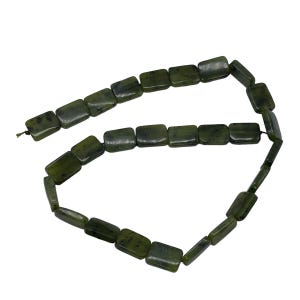 Glory Nephrite Jade Rectangle Bead Strand | 15x10x4mm | 27 Beads |