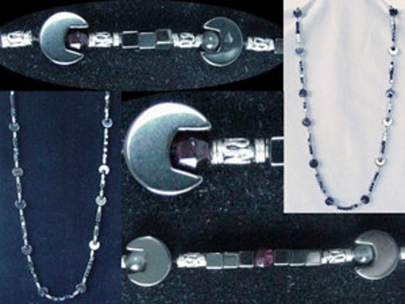 Hand Crafted And Designed Garnet Hematite Moonstone Necklace!/_#200012