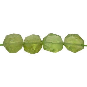 Sparkling Faceted Natural Peridot Coin Beads | 6x3.5-5.5x3mm | 4 Beads |