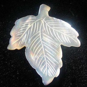 Stunning Carved White Shell Leaf Pendant Bead 8553A