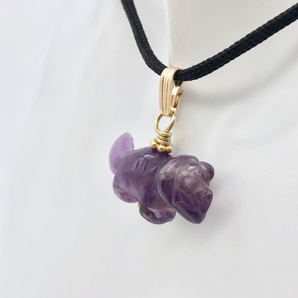 Purple Dinosaur Pendant Amethyst Triceratops 14K Gold-Filled | Etsy