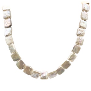 Beautiful White 11x11x4mm Square Coin Fresh Water Pearls 16&quot; Strand | 36 Pearls|