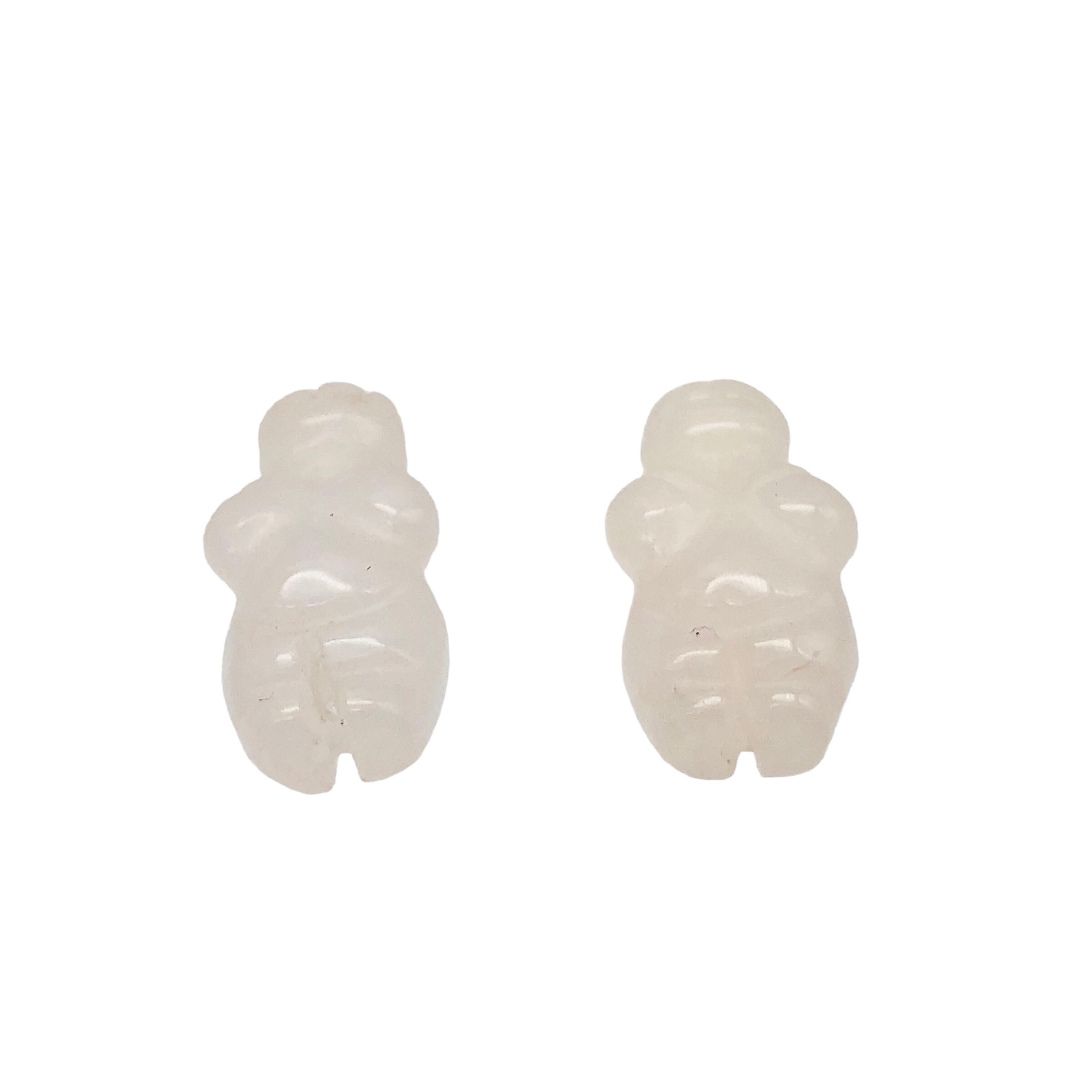 Rose Quartz Goddess of Willendorf Animal Beads | 20x9x7mm | Pink
