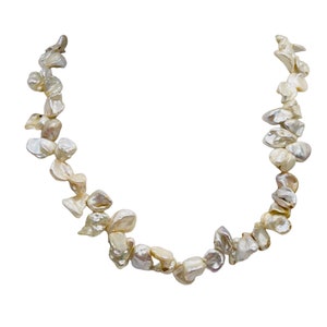 Keishi 16&quot; Strand Cornflake Pearls | 9x7 to 8x6x3mm | Silver White | 70 Pearls |