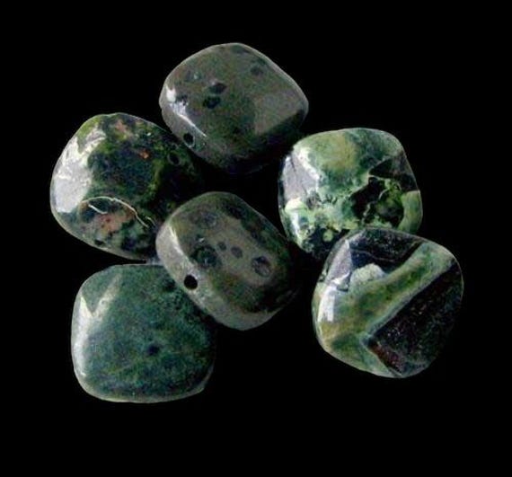 FWJ 大会ビキニ amnesia shop ビーズ ストーンズ 緑 グリーンセディメントストーンフォーカルコインビーズ | 12x12x5mm | 6