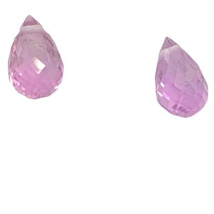 Coppia di perline briolette con zaffiro rosa prezioso / 0,90 ct / 5,5x3,5 mm / 2 perline /