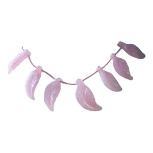 Carved Rose Quartz Leaf Briolette Bead 8 inch Strand | 34x14x6mm |