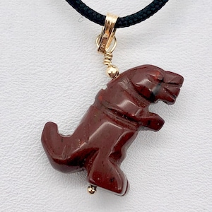 Roter Jaspis T-Rex Anhänger Halskette|Halbedelstein Schmuck| 14k gf Anhänger |