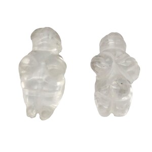 2 Quarz Göttin von Willendorf Tier Perlen | 20x9x7mm | Quarz