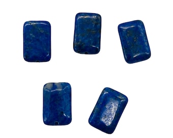 Cuentas rectangulares focales de lapislázuli: azul real con calcita nevada (5 cuentas)