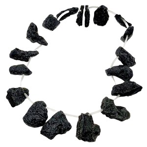 Tektite Natural Pendant Bead Strand | 33x25x15 to 26x8x7mm |18 Beads |