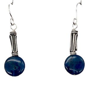 Dazzle Blue Apatite 10mm Coin Sterling Silver Earrings | 1 1/2 Inch Drop |