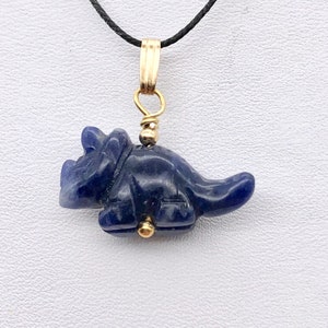 Sodalite Triceratops Dinosaur with 14K Gold-Filled Pendant 509303SDG