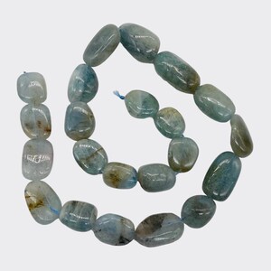 Natural Aquamarine Pebble Bead 16&quot; Strand | 22 Beads | 25x15x11-15.5x13x7mm |