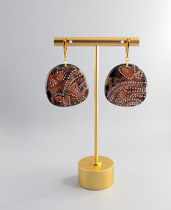 Handmade Polymer Clay Oval Earrings: Hand painted